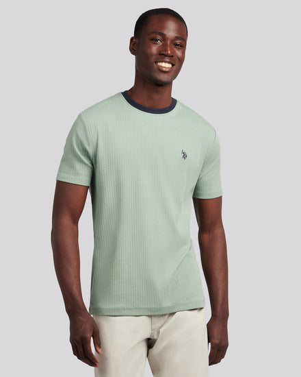 Mens Rib Texture T-Shirt in Iceberg Green