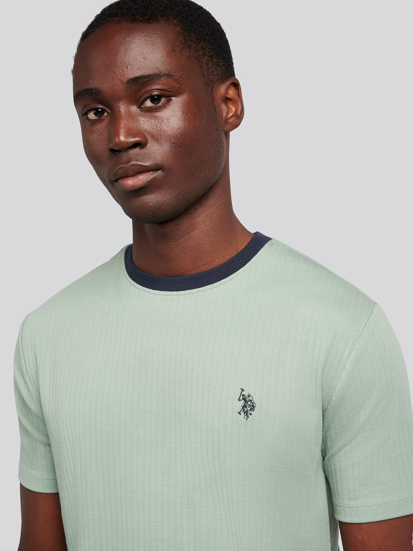 Mens Rib Texture T-Shirt in Iceberg Green