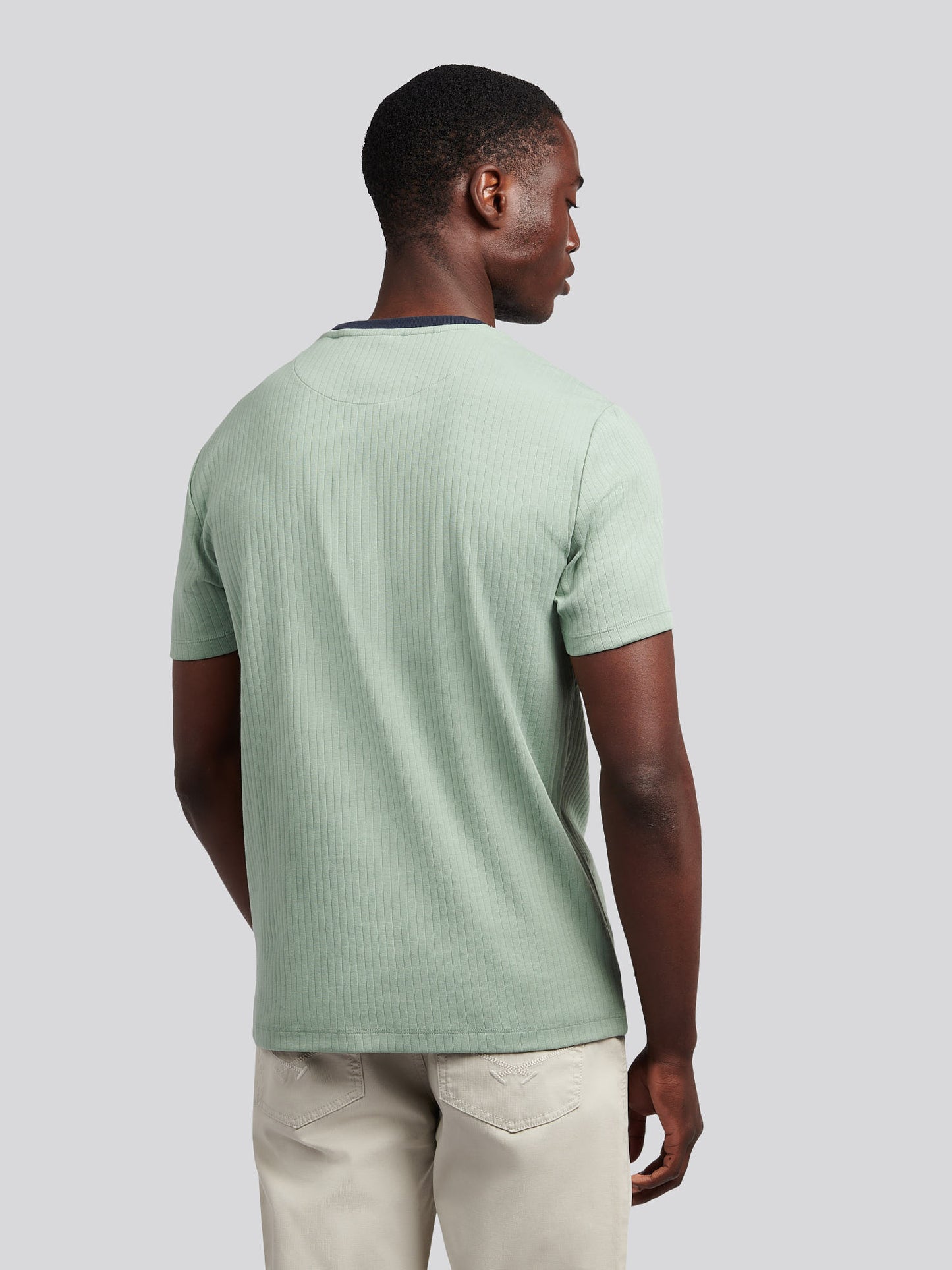 Mens Rib Texture T-Shirt in Iceberg Green