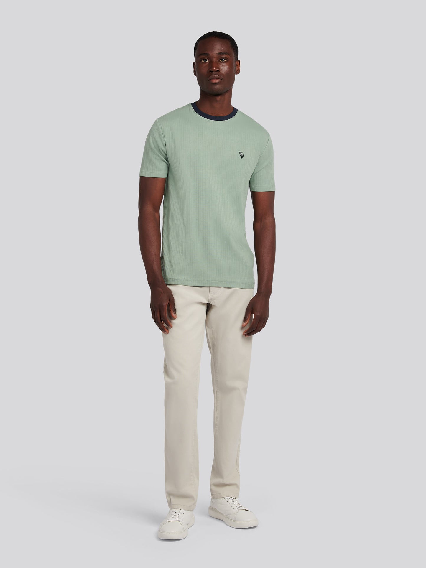 Mens Rib Texture T-Shirt in Iceberg Green
