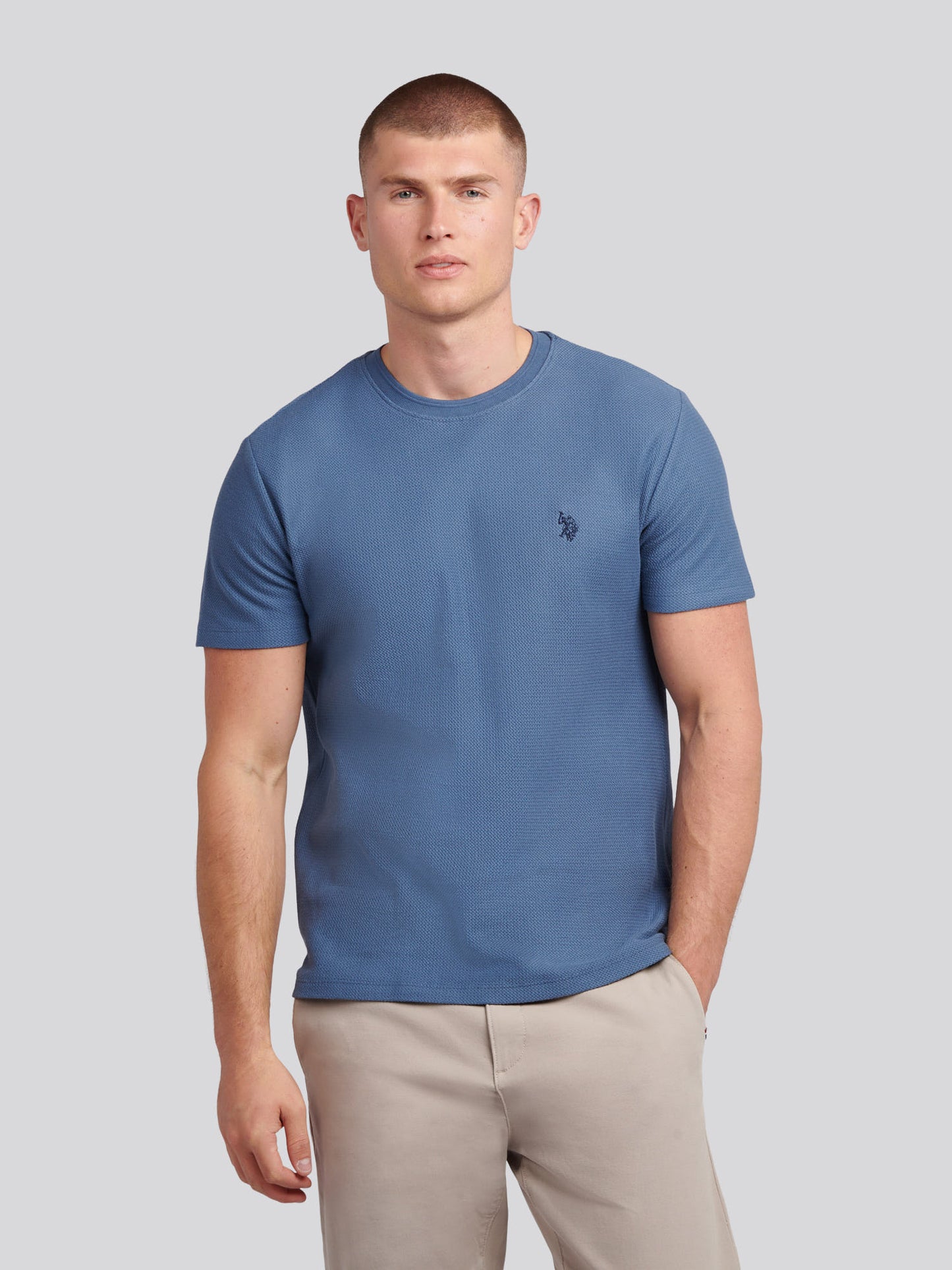 Mens HerringboneTexture T-Shirt in Vintage Indigo