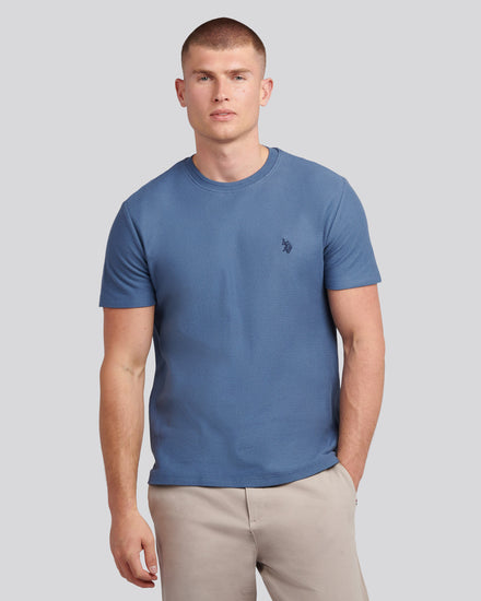 Mens HerringboneTexture T-Shirt in Vintage Indigo