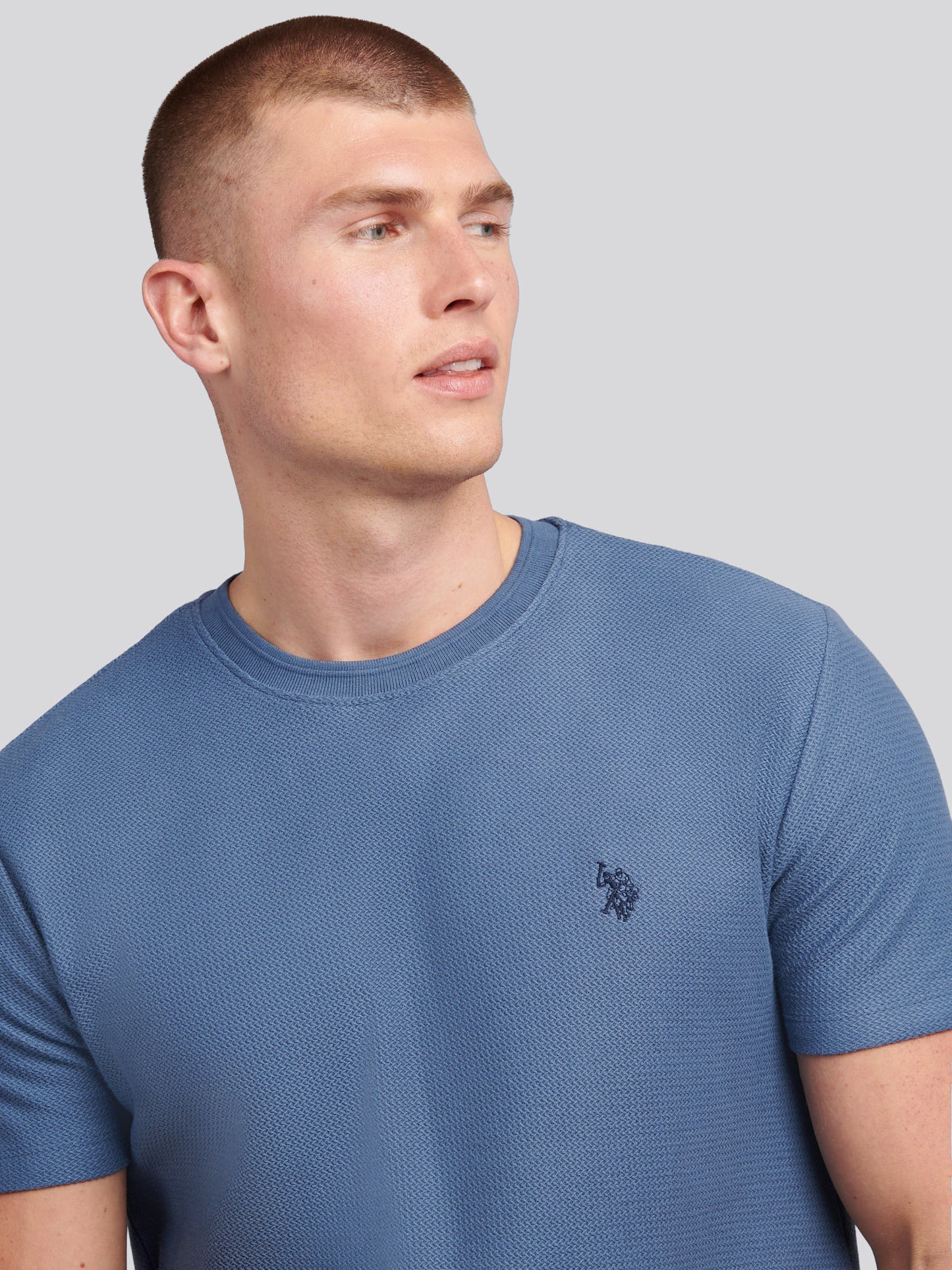 Mens HerringboneTexture T-Shirt in Vintage Indigo