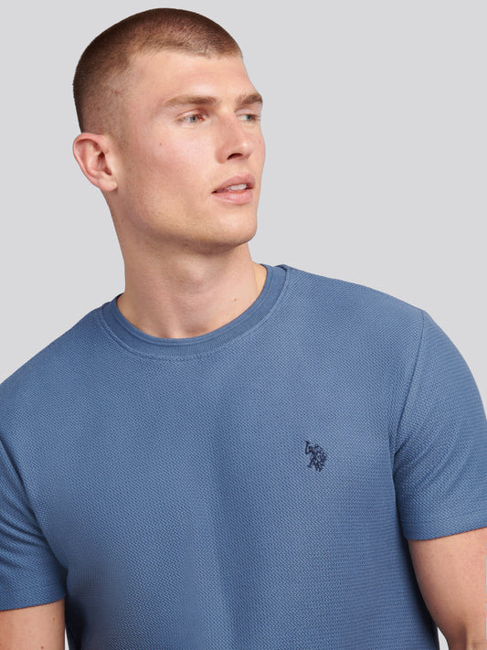 Mens HerringboneTexture T-Shirt in Vintage Indigo