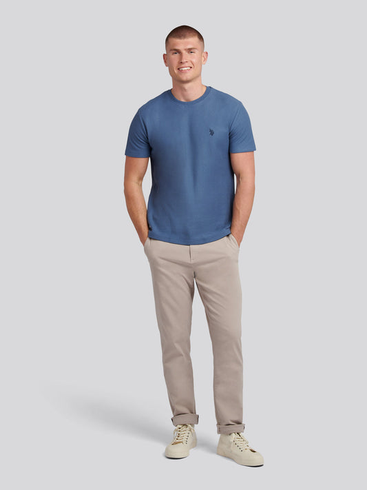 Mens HerringboneTexture T-Shirt in Vintage Indigo