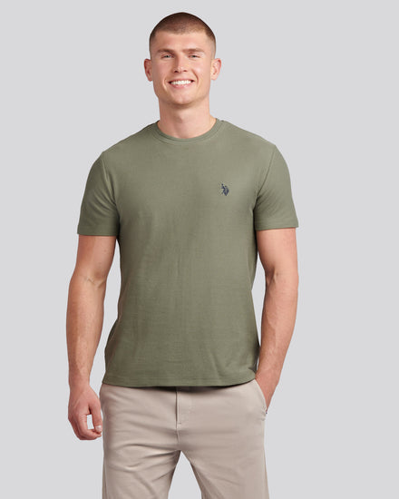 Mens HerringboneTexture T-Shirt in Mulled Basil