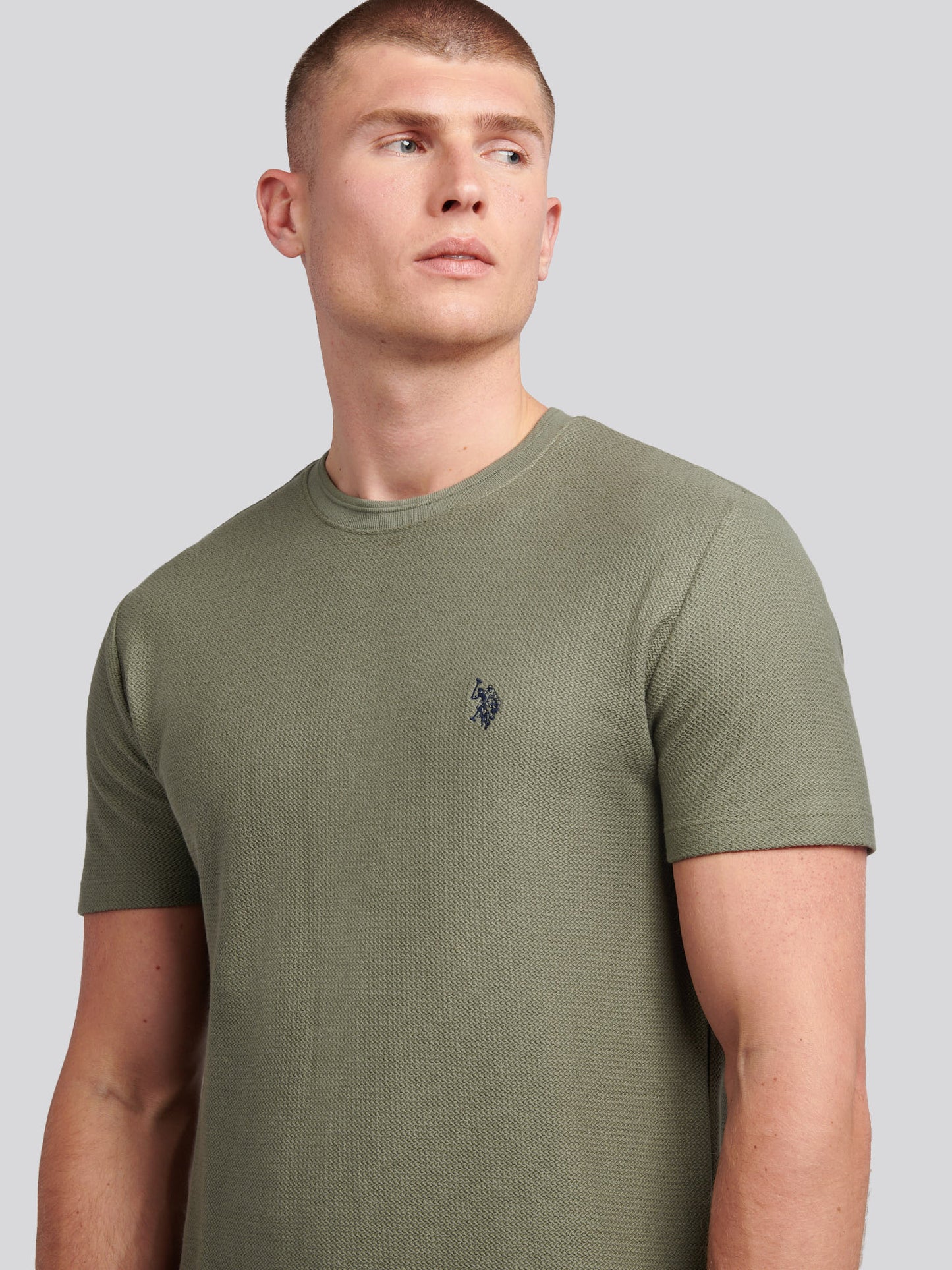Mens HerringboneTexture T-Shirt in Mulled Basil