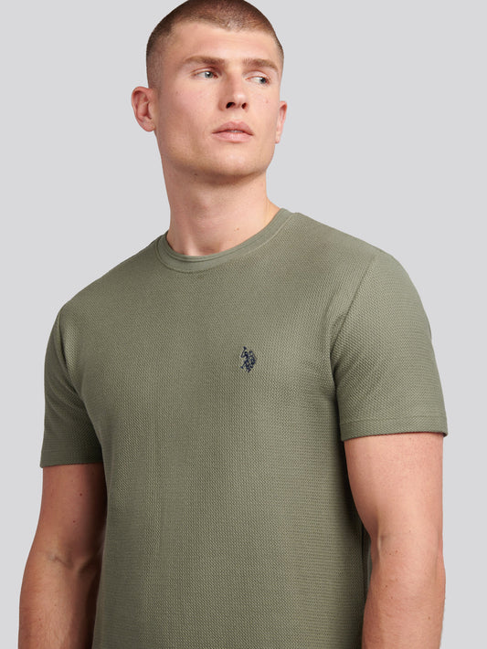 Mens HerringboneTexture T-Shirt in Mulled Basil