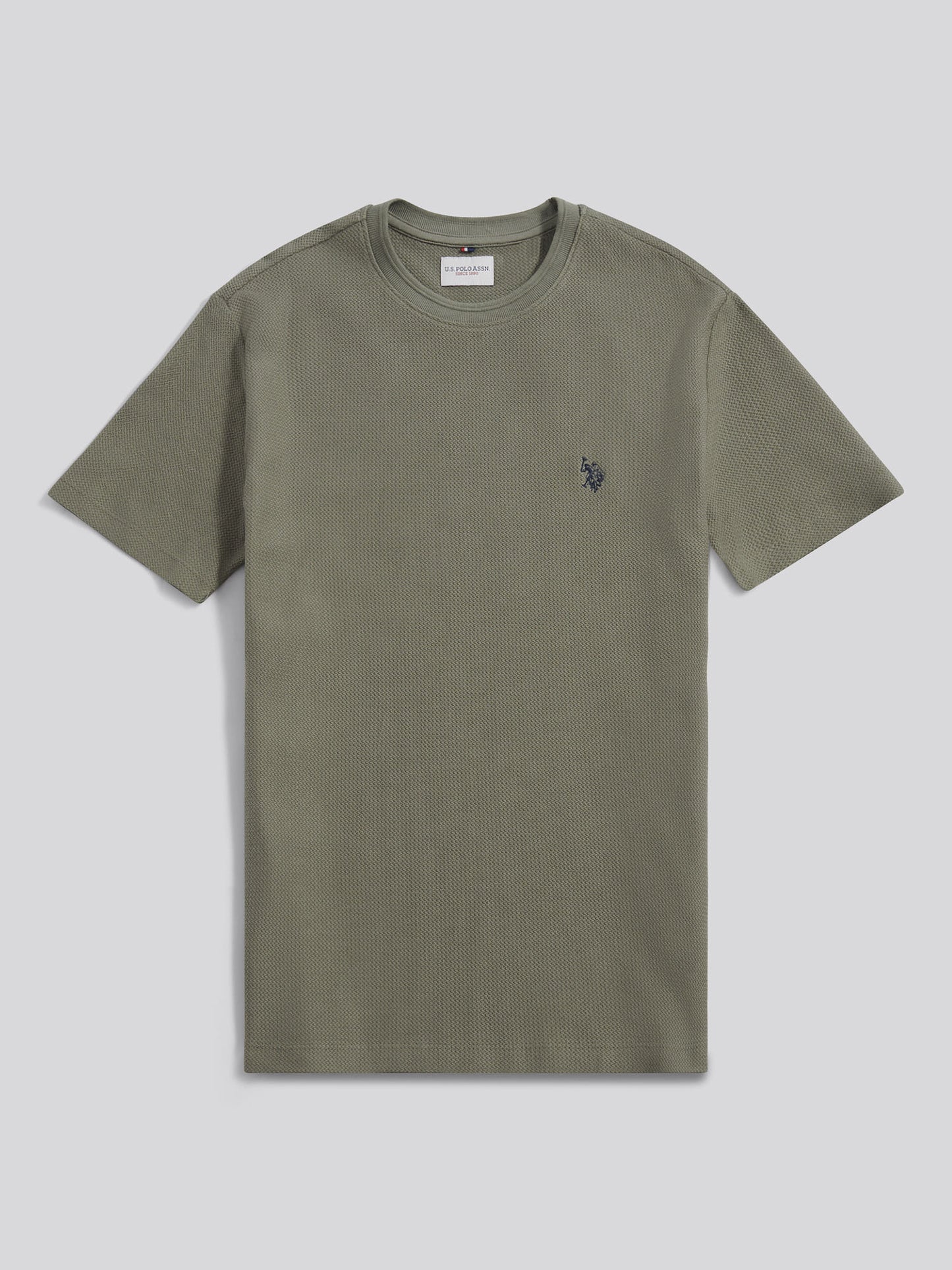 Mens HerringboneTexture T-Shirt in Mulled Basil