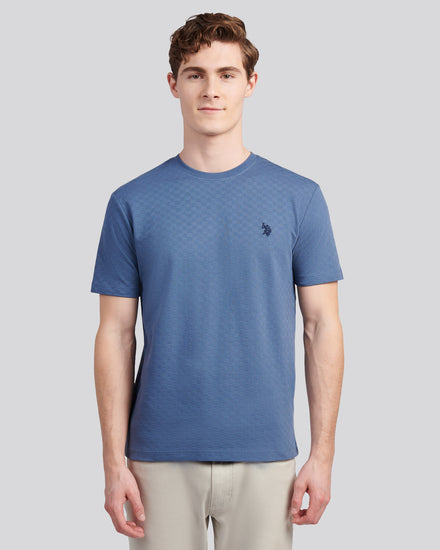 Mens Check Texture T-Shirt in Vintage Indigo
