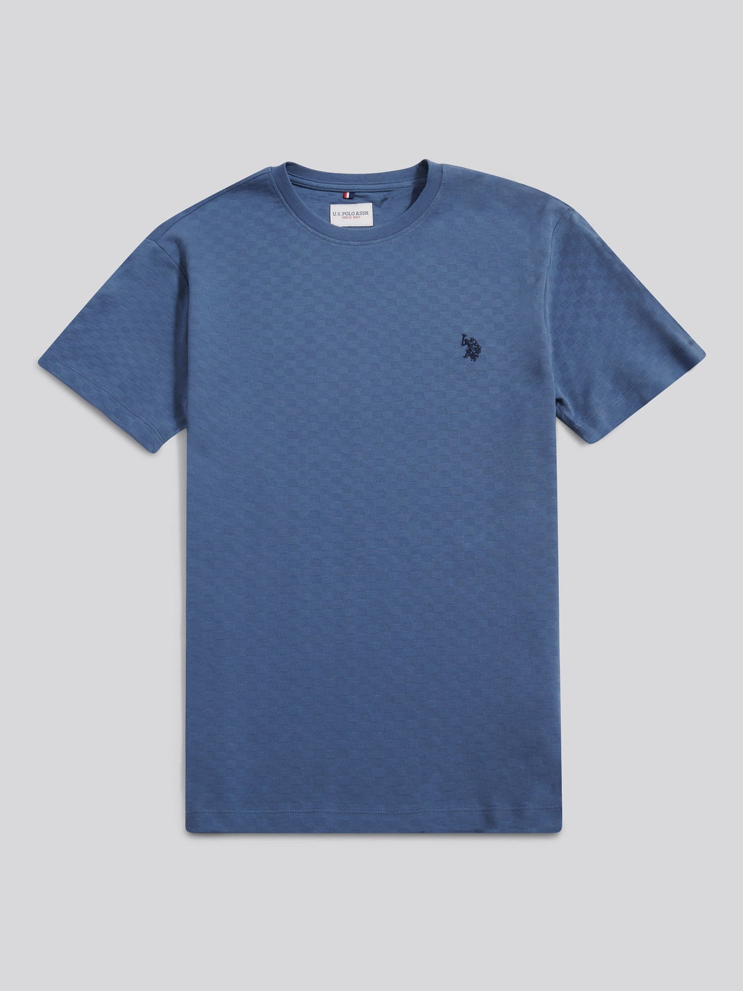 Mens Check Texture T-Shirt in Vintage Indigo