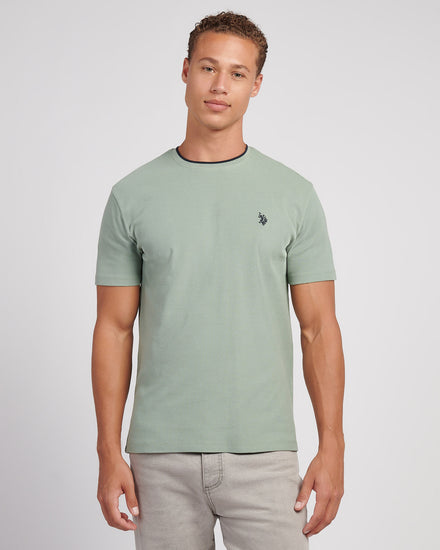 Mens Knit Texture Jersey T-Shirt in Iceberg Green