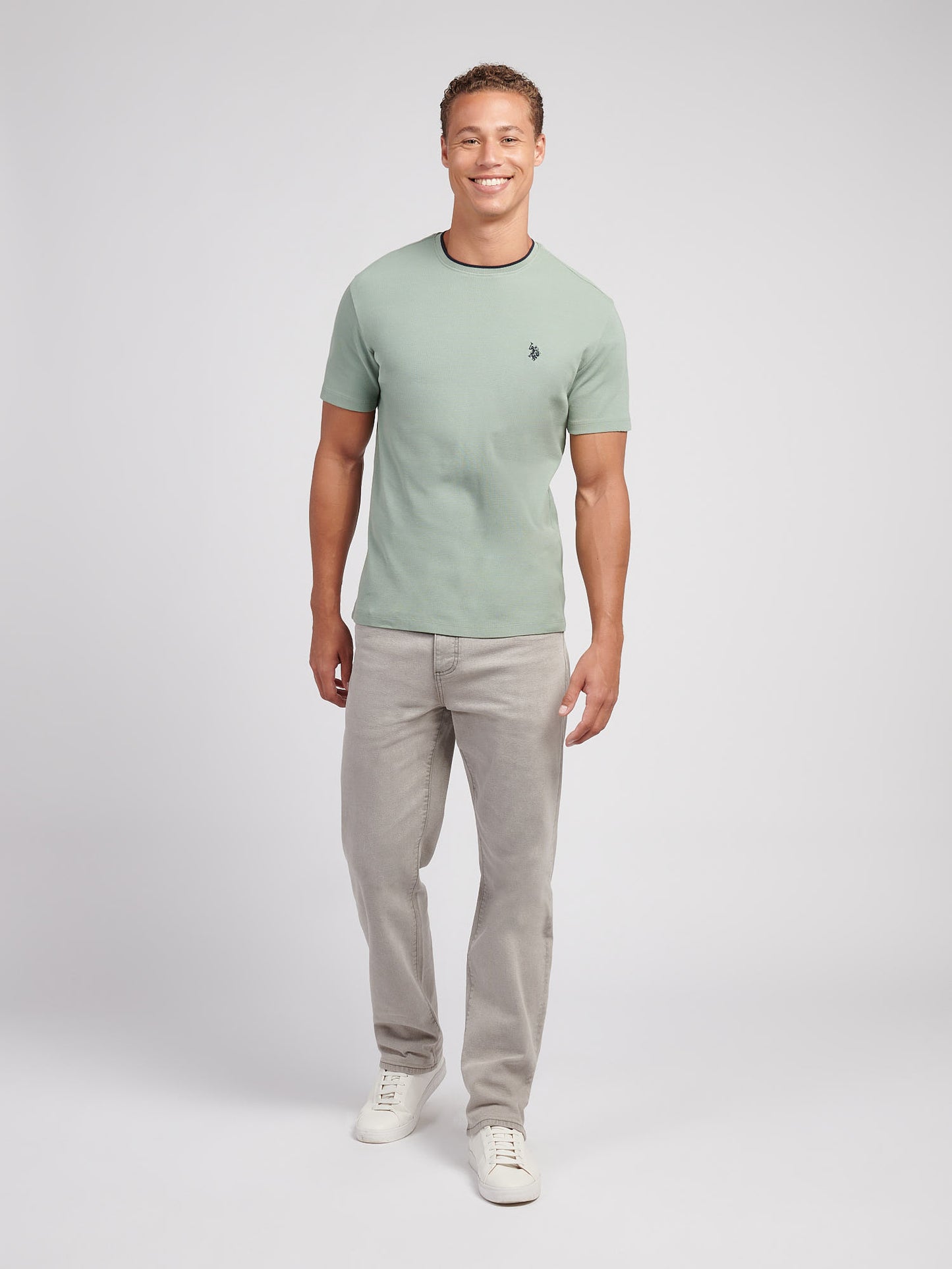 Mens Knit Texture Jersey T-Shirt in Iceberg Green