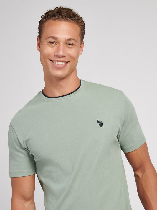 Mens Knit Texture Jersey T-Shirt in Iceberg Green