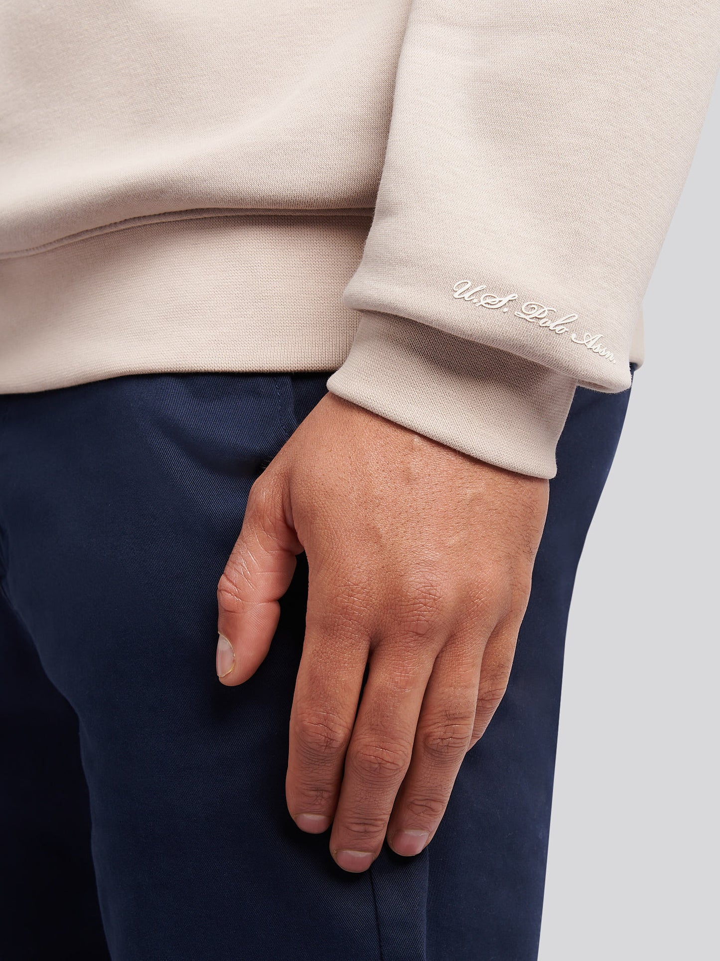 Mens Tonal Double Horsemen Print Crew in Atmosphere