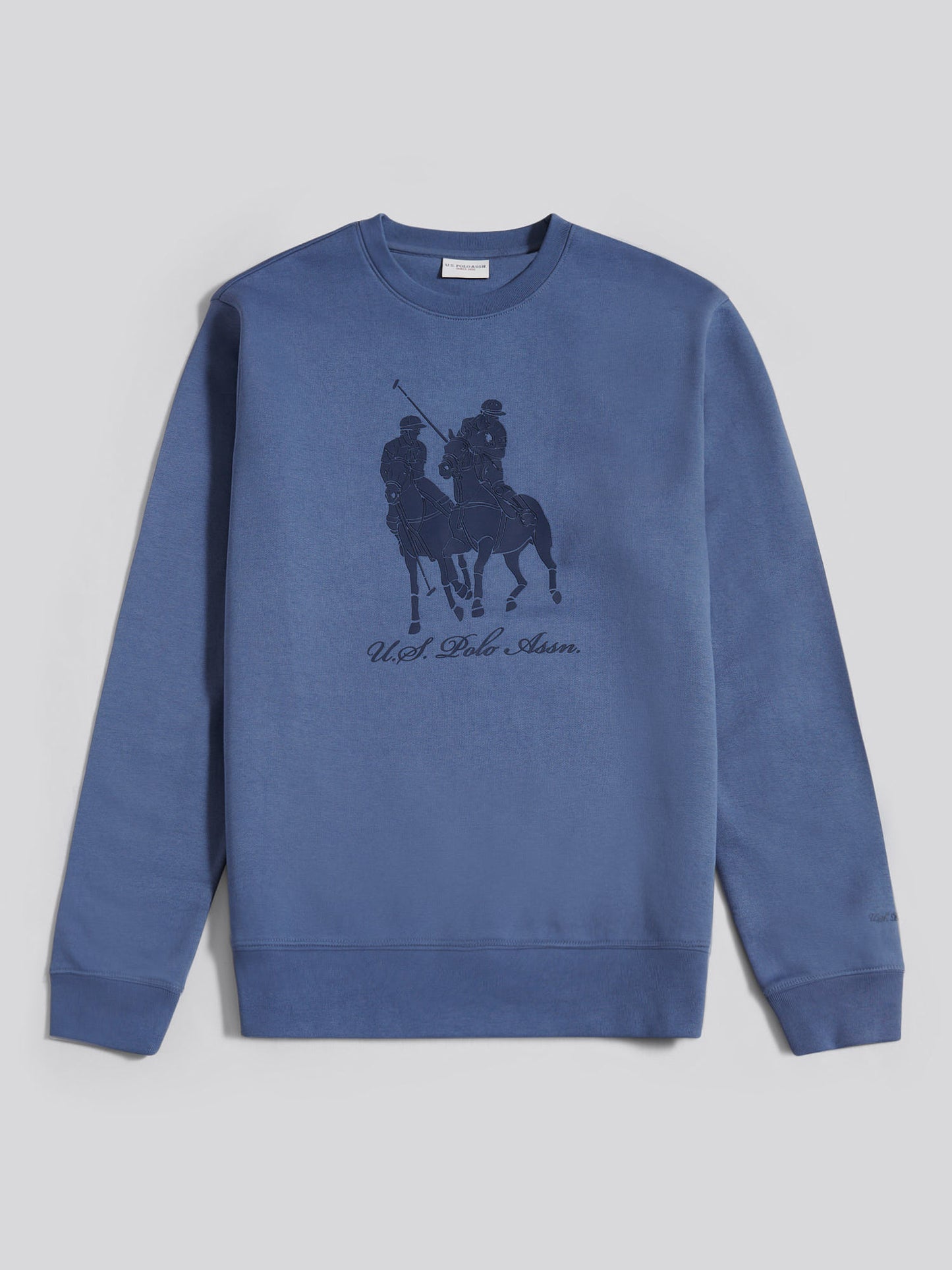 Mens Tonal Double Horsemen Print Crew in Vintage Indigo