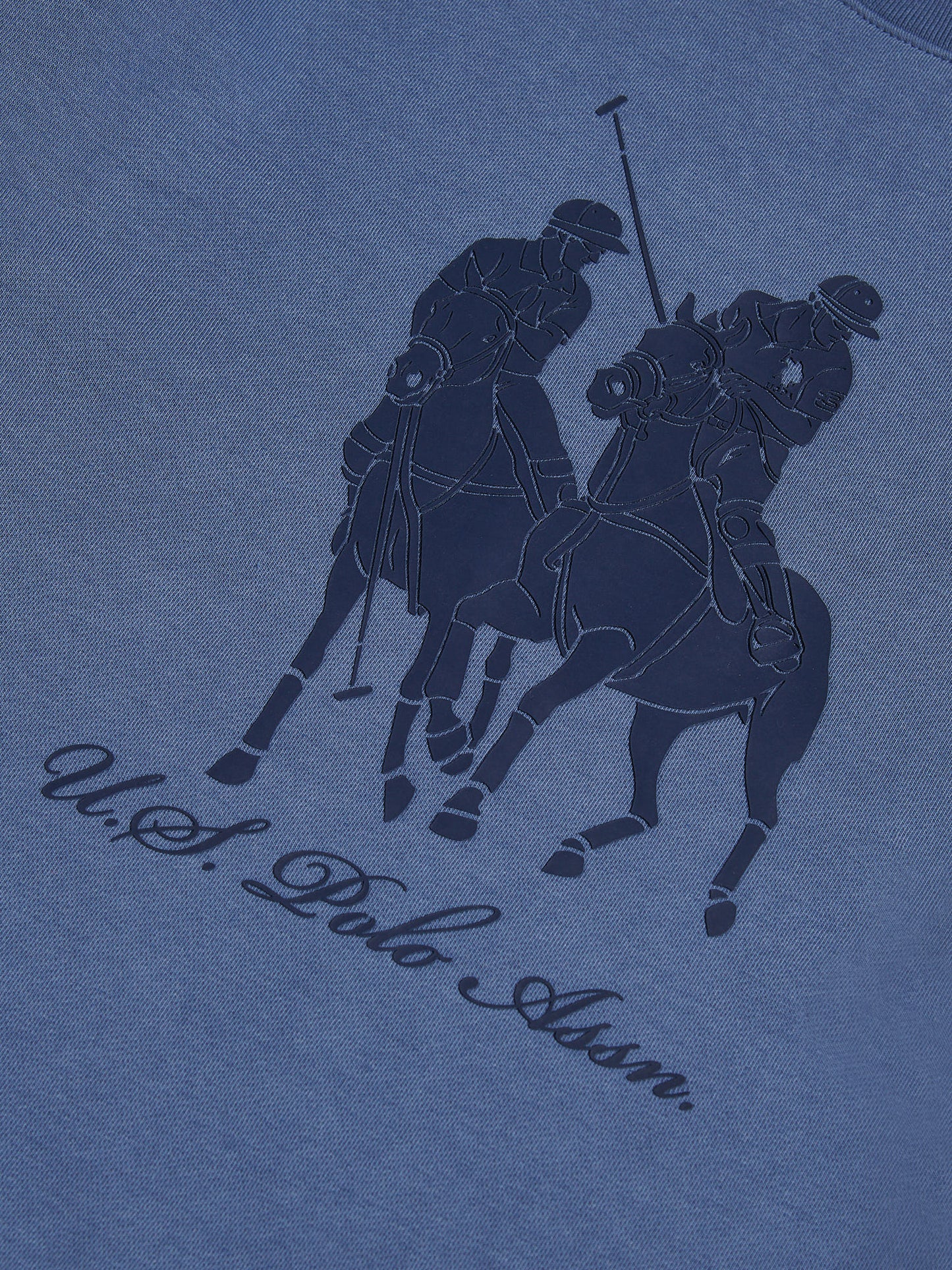 Mens Tonal Double Horsemen Print Crew in Vintage Indigo