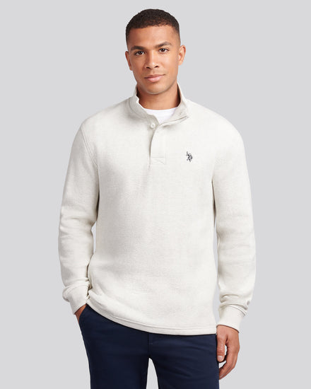 Mens Herringbone Open Hem Funnel in Light Grey Marl