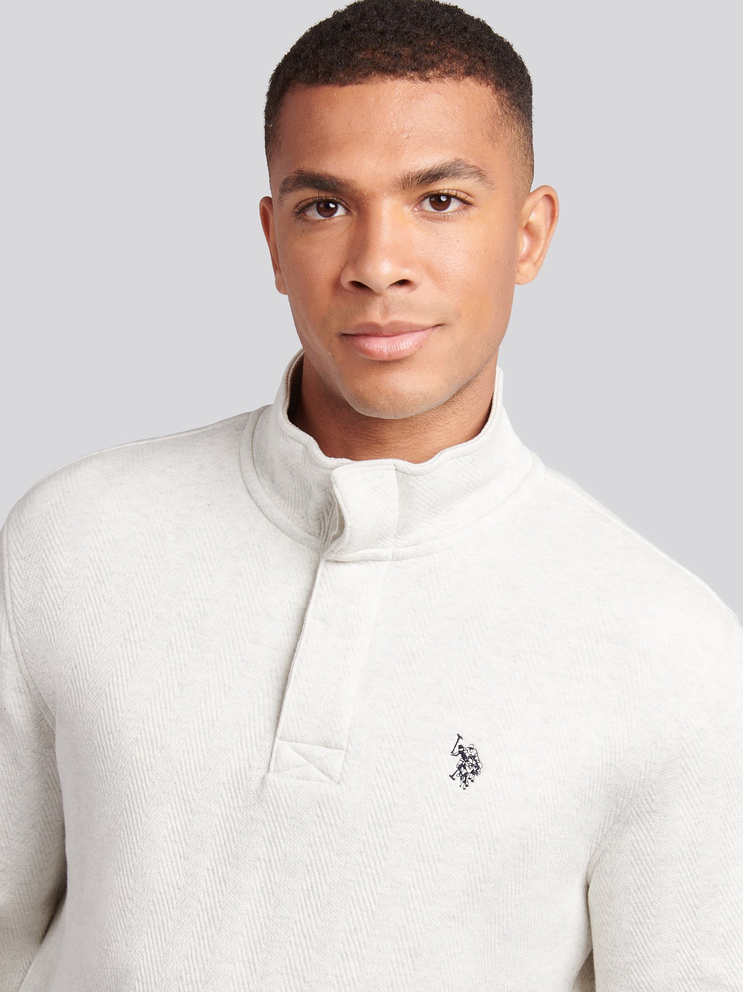 Mens Herringbone Open Hem Funnel in Light Grey Marl