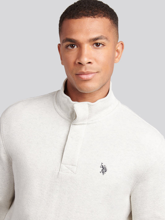 Mens Herringbone Open Hem Funnel in Light Grey Marl