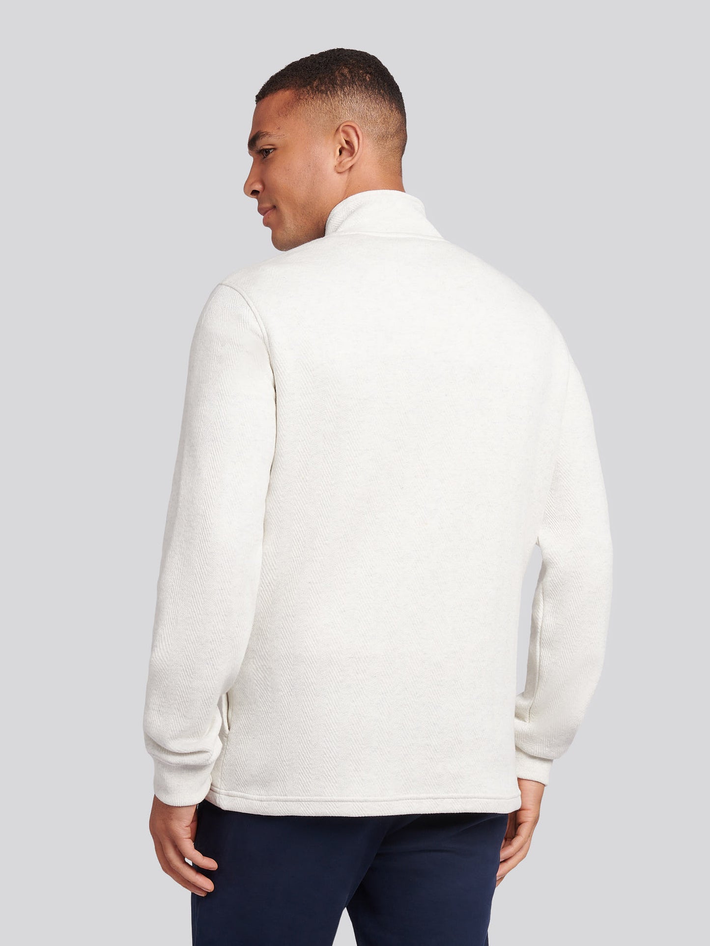 Mens Herringbone Open Hem Funnel in Light Grey Marl