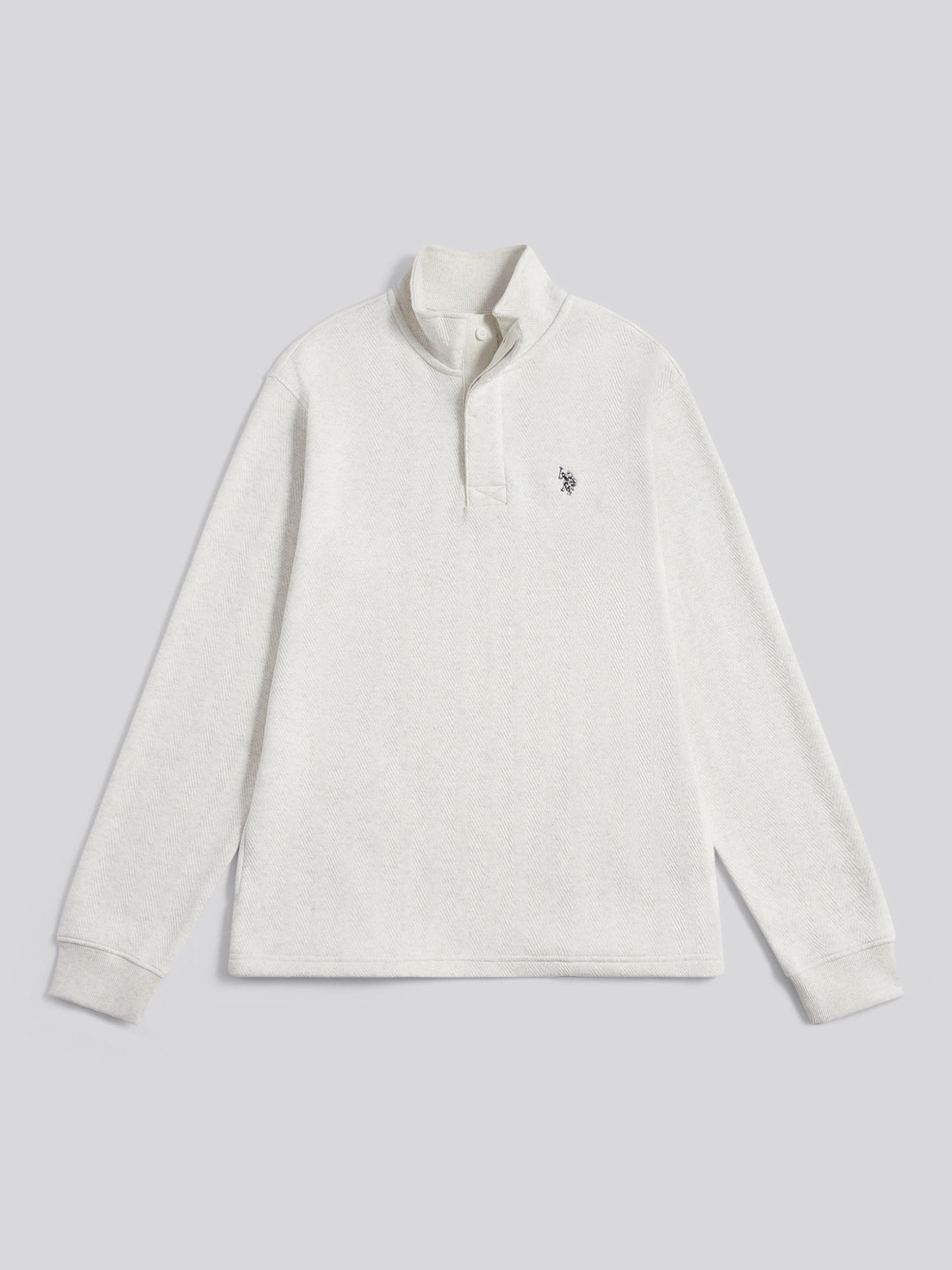 Mens Herringbone Open Hem Funnel in Light Grey Marl