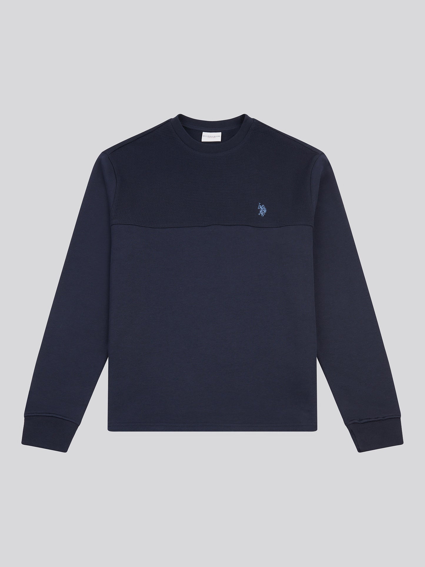 Mens Textured Cut & Sew Crew in Dark Sapphire Navy / Moonlight Blue DHM