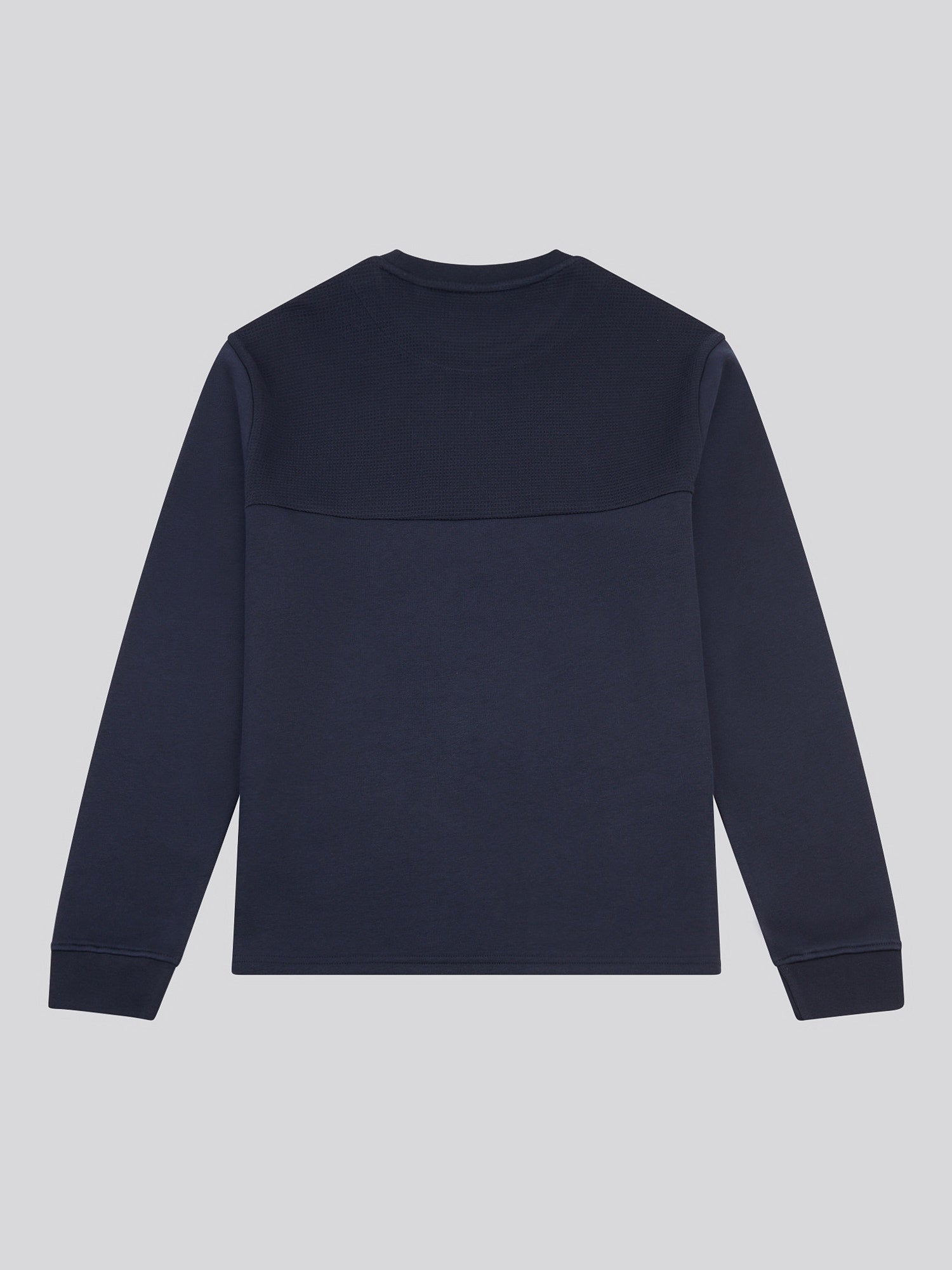 Mens Textured Cut & Sew Crew in Dark Sapphire Navy / Moonlight