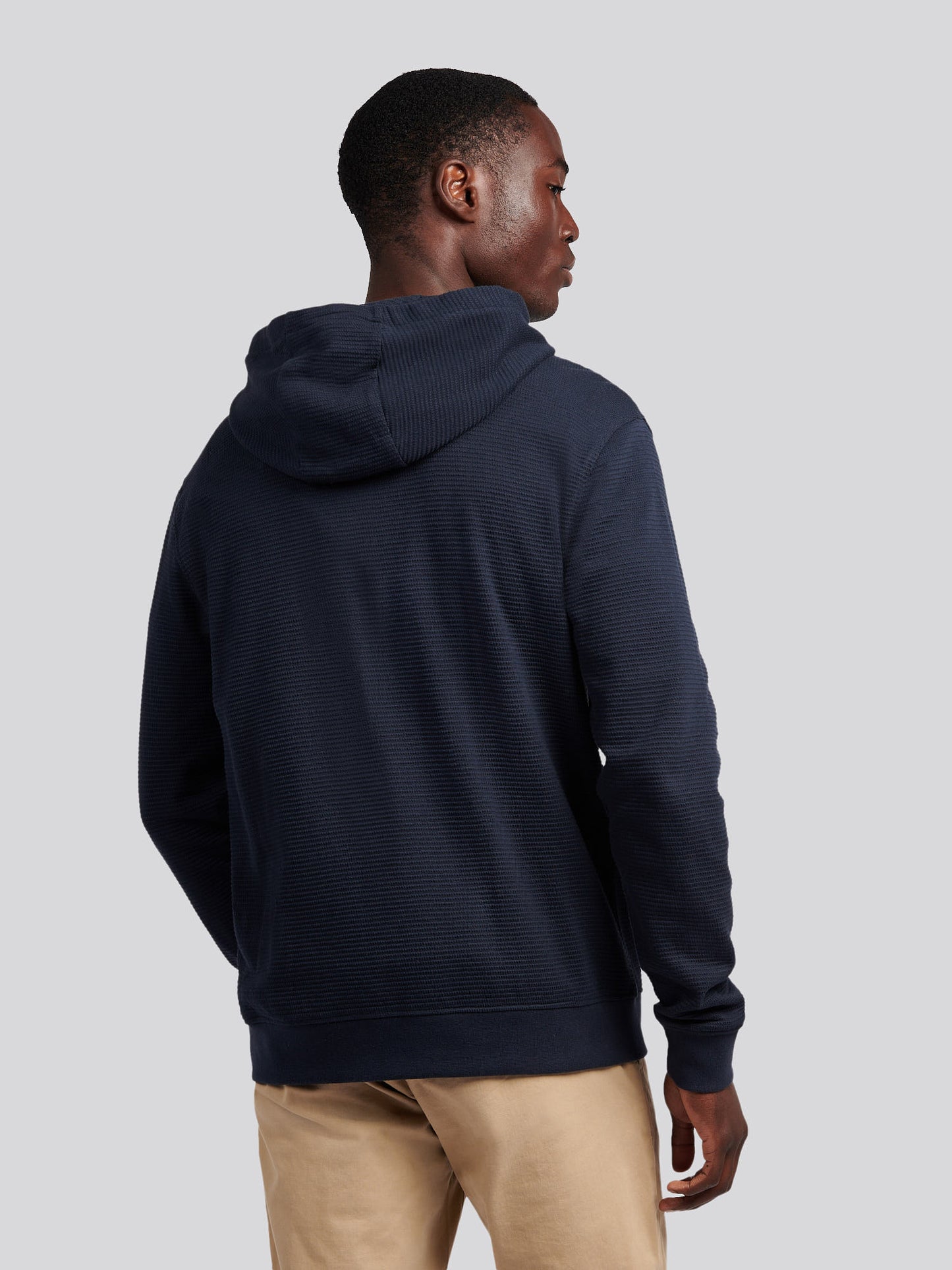 Mens Texture Zip Through Hood in Dark Sapphire Navy / Moonlight Blue DHM