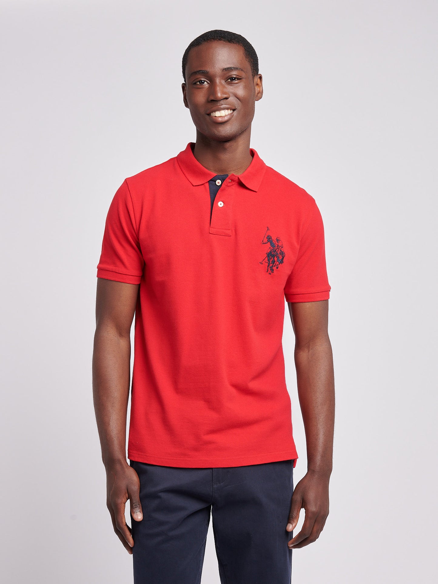 Mens Large Player Pique Polo Shirt in Haute Red