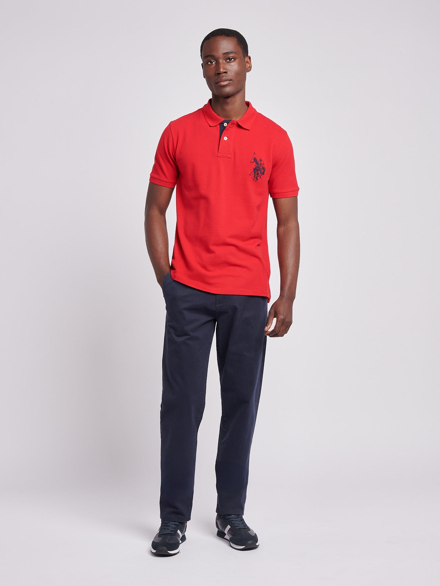 Mens Large Player Pique Polo Shirt in Haute Red