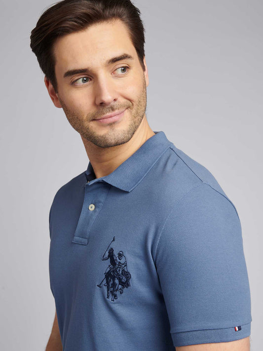 Mens Large Player Pique Polo Shirt in Blue Horizon