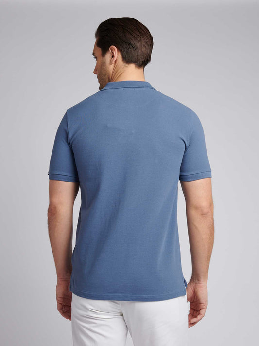 Mens Large Player Pique Polo Shirt in Blue Horizon