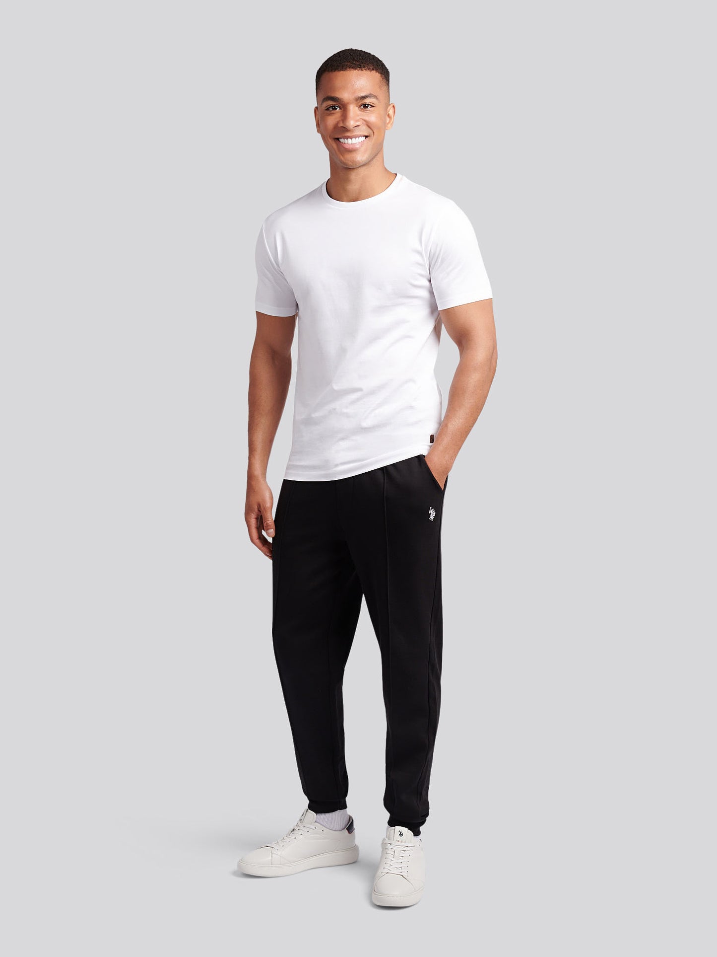 Mens Smart Interlock Jogger in Black Bright White DHM