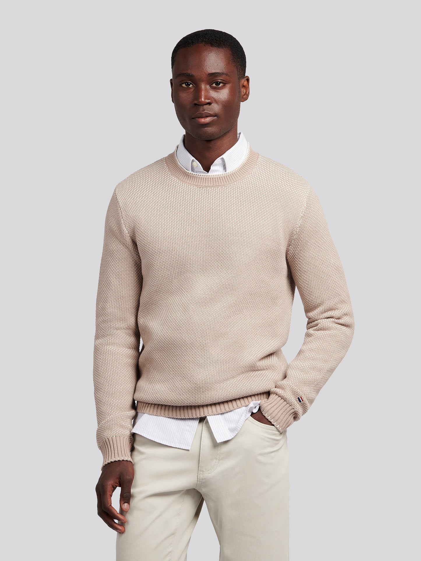 Mens Twisted Yarn Knit Crew in Atmosphere