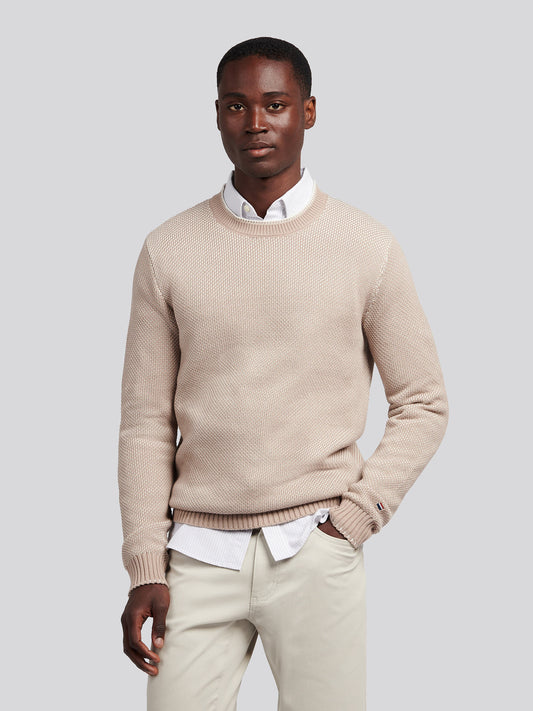 Mens Twisted Yarn Knit Crew in Atmosphere