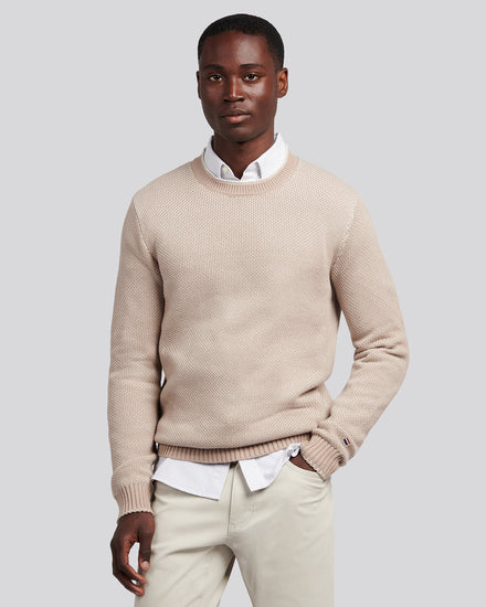 Mens Twisted Yarn Knit Crew in Atmosphere
