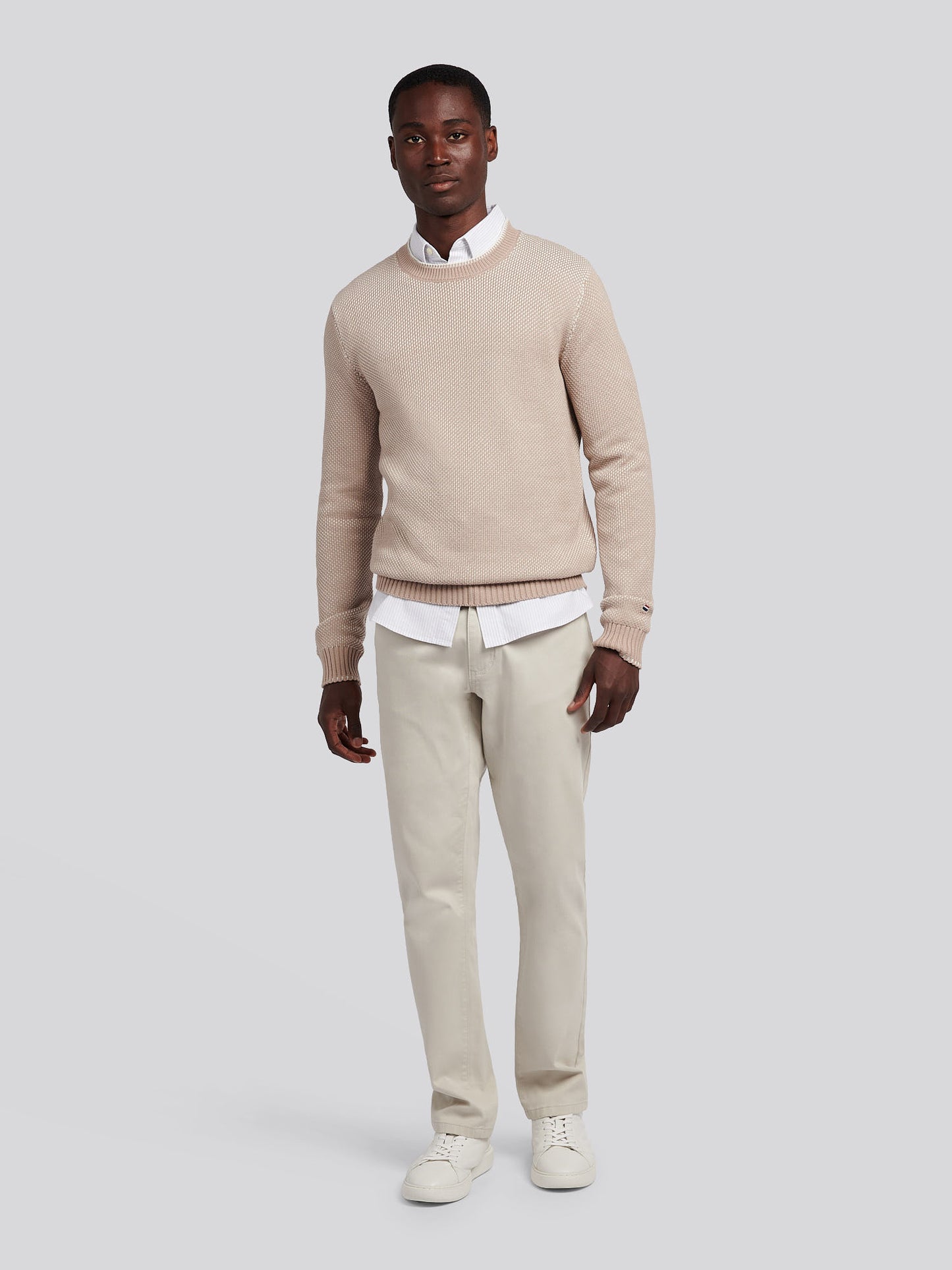 Mens Twisted Yarn Knit Crew in Atmosphere