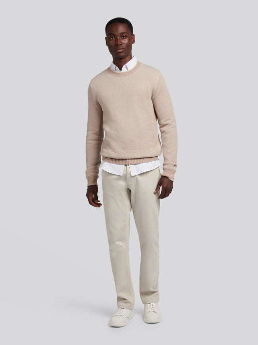 Mens Twisted Yarn Knit Crew in Atmosphere