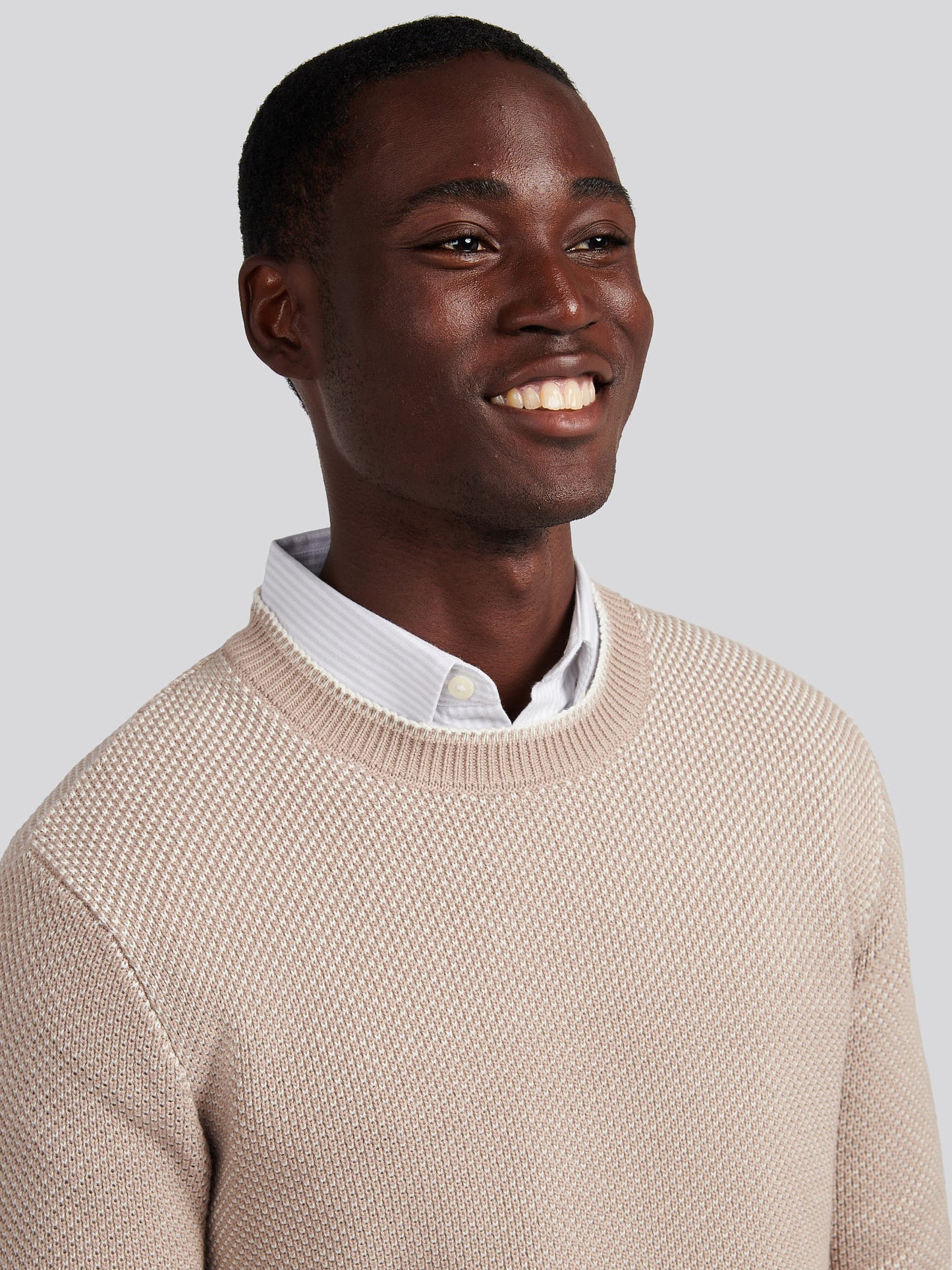 Mens Twisted Yarn Knit Crew in Atmosphere