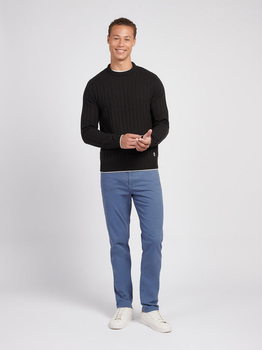 Mens Rib Knit Crew in Black