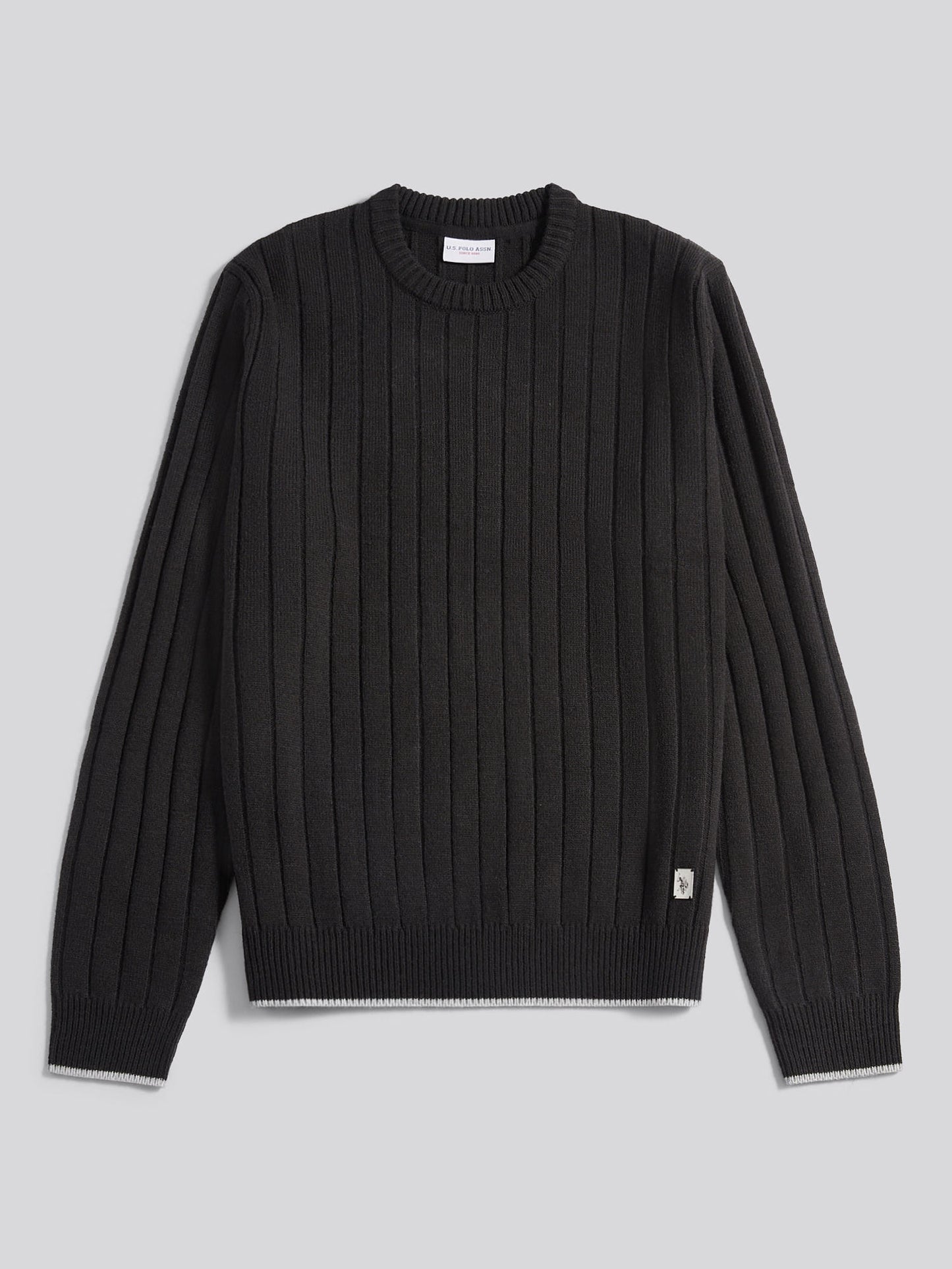Mens Rib Knit Crew in Black