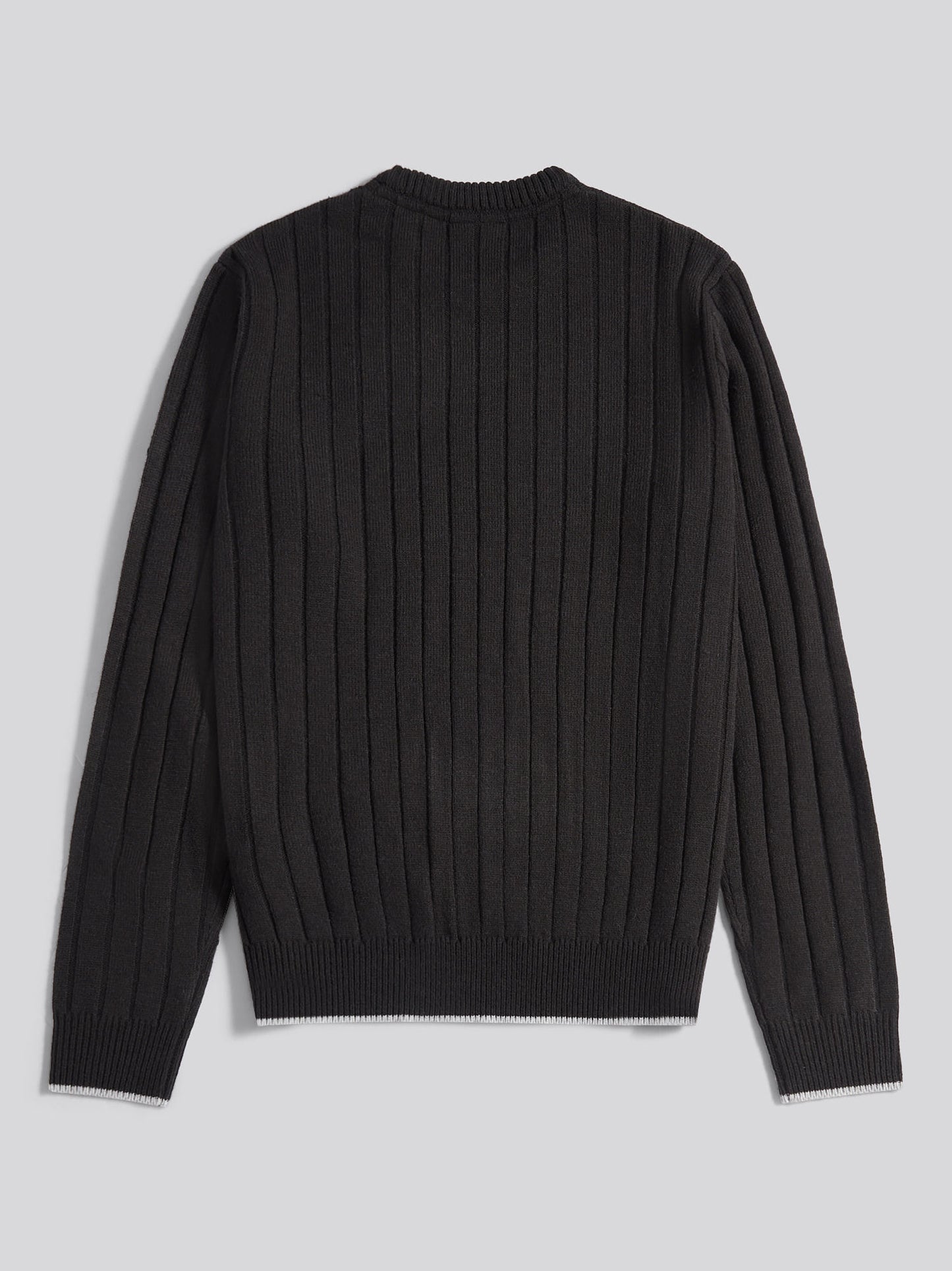 Mens Rib Knit Crew in Black