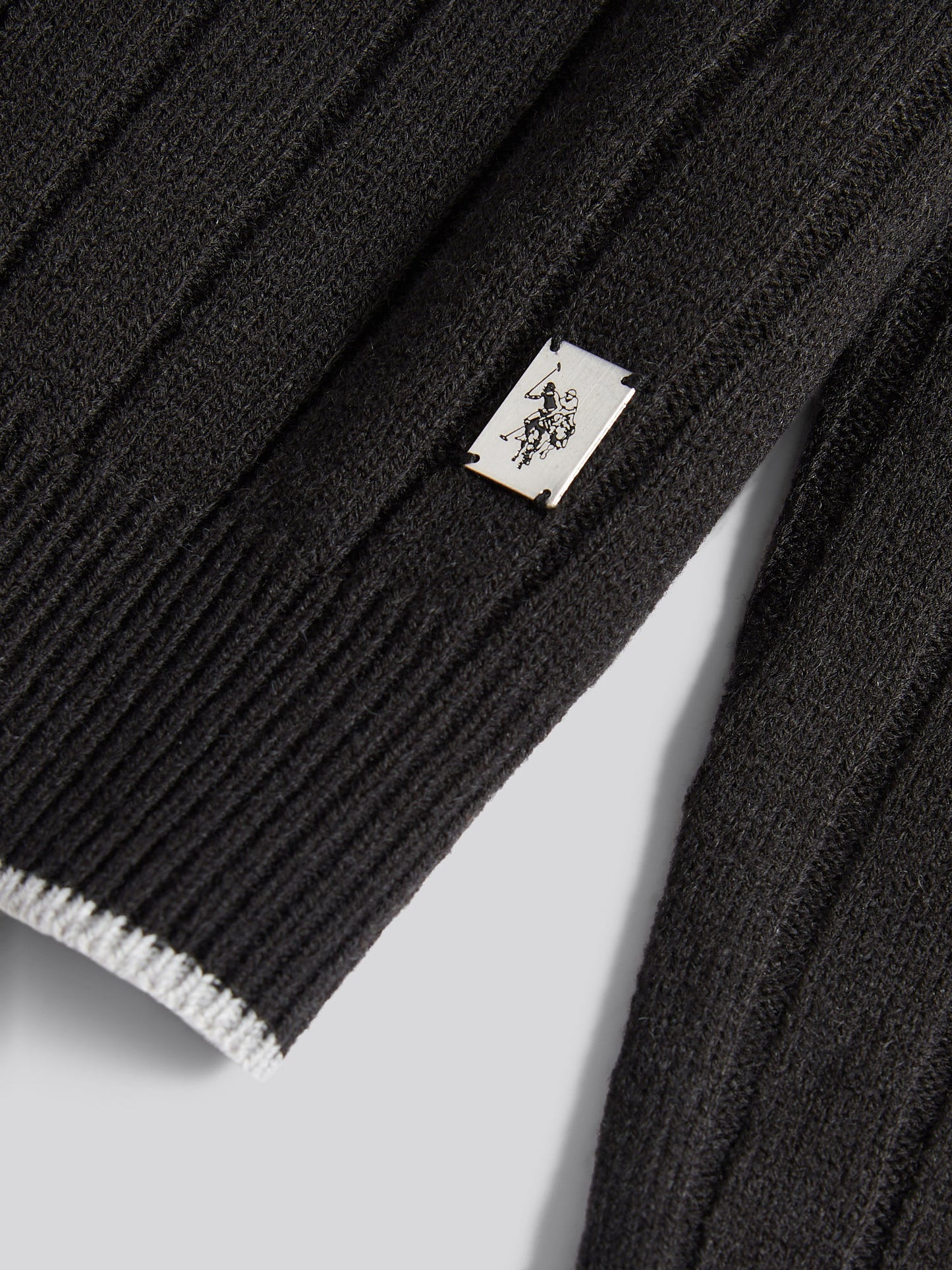 Mens Rib Knit Crew in Black