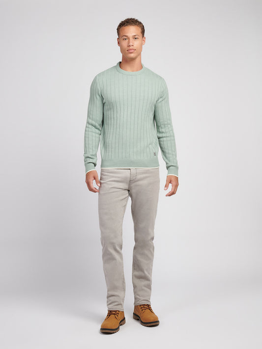 Mens Rib Knit Crew in Iceberg Green