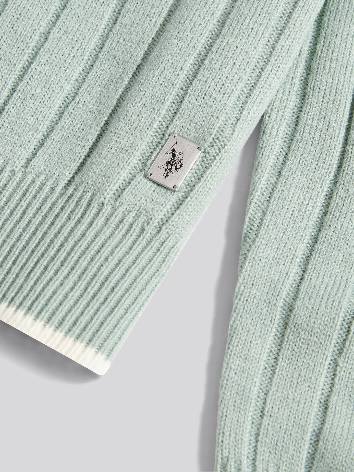 Mens Rib Knit Crew in Iceberg Green