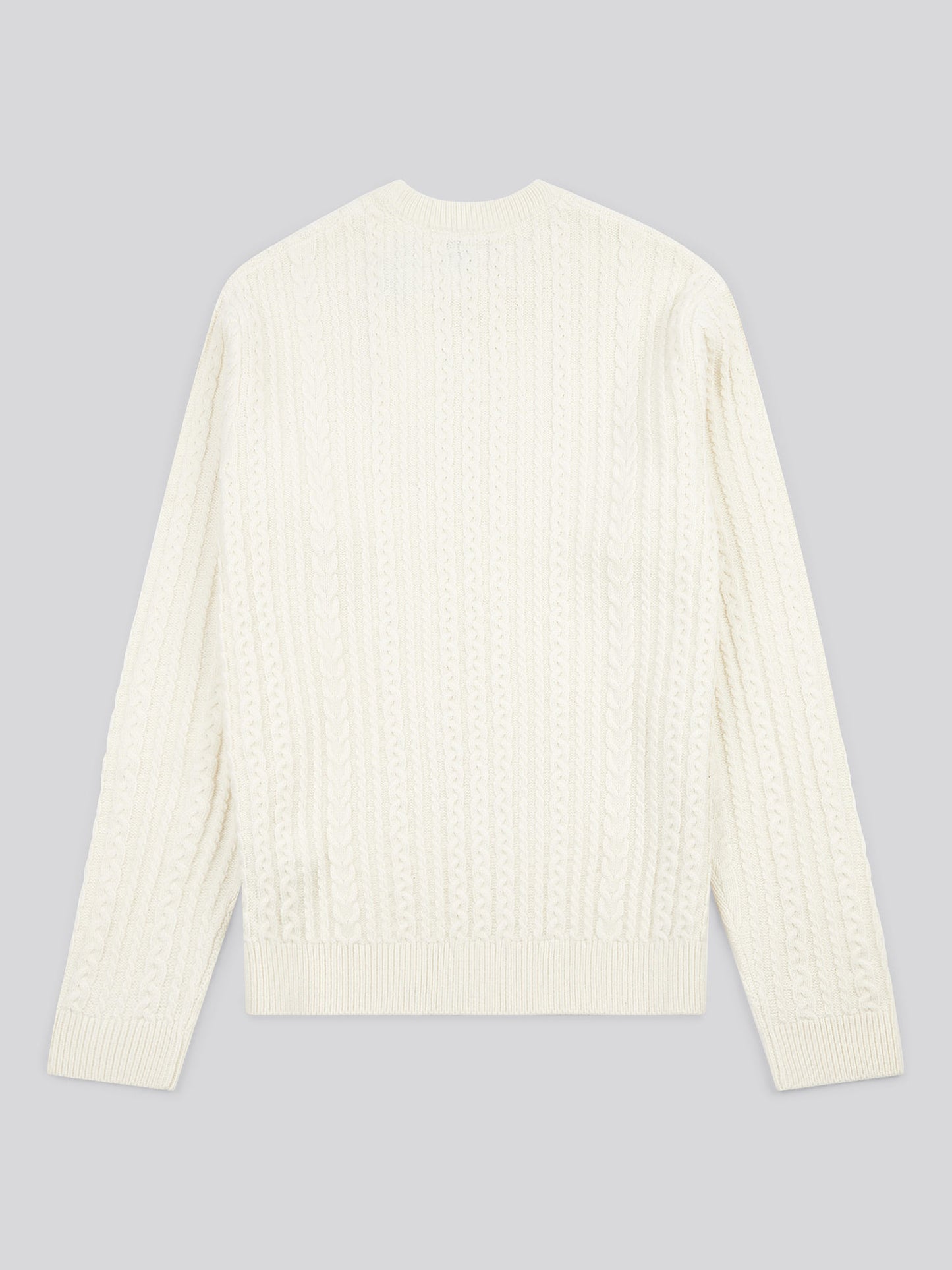 Mens Aran Knit Crew in Whisper White