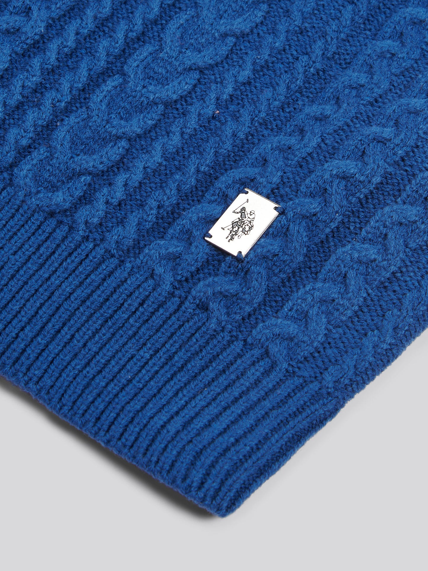 Mens Aran Knit Crew in Navy Peony
