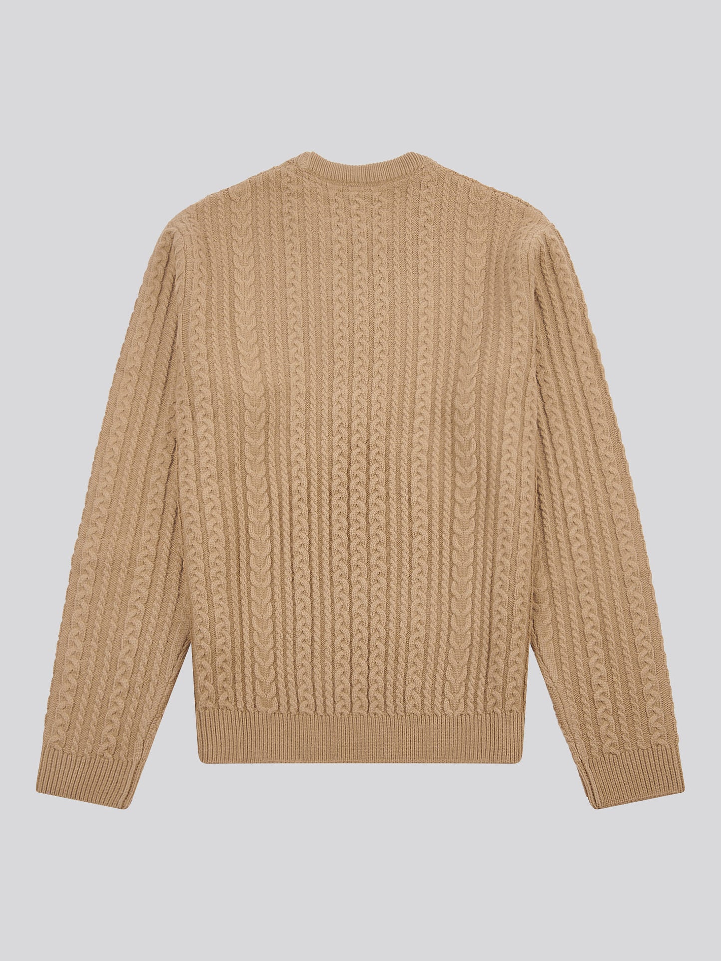 Mens Aran Knit Crew in Greige