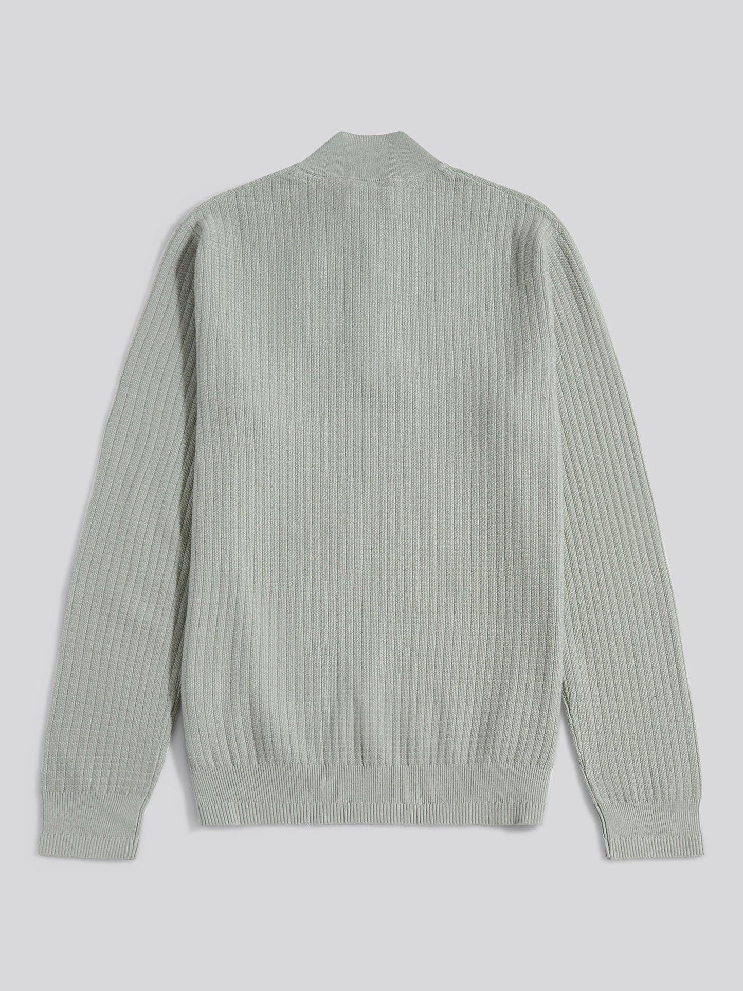 Mens Check Texture Knit Funnel in Iceberg Green